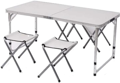 Стол чемодан для пикника 120×60×70 см с 4 складными стульями Folding Table, белый