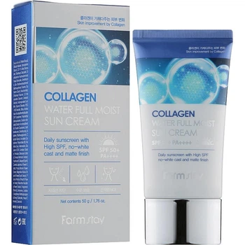 Увлажняющий та омолоджуючий солнцезахисний крем із колагеном FarmStay Collagen Water Full Moist Sun Cream SPF50+PA++++ 50 мл