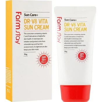 Солнцезащитный крем с витаминами FarmStay SPF 50+ PA+++ Farm Stay DR-V8 Vita Sun Cream SPF 50+ PA+++ 70 мл