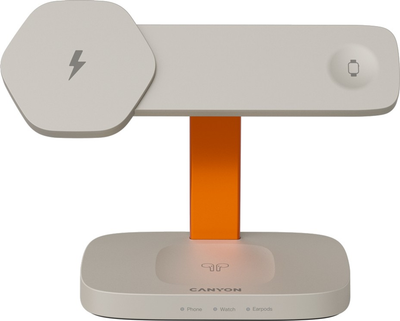 Бездротовий зарядний пристрій Canyon Hexagon 310 Grey-Orange (CNS-WCS310LGOR)