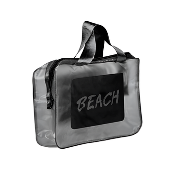 Косметичка дорожная Stenson BEACH R97548 из ПВХ 26×18×9.5 см, прозрачная с черными вставками, 2 короткие ручки