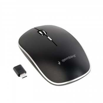 Мышь беспроводная оптическая Gembird MUSW-4BSC-01 1600dpi бесшумная Type-C на батарейках Black