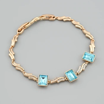 Браслет с кристаллами Swarovski 53653 ширина 5 мм цвет аквамариновый позолота 18К17+2