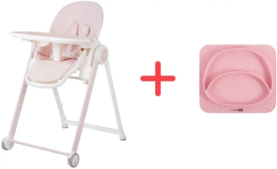 Стільчик для годування FreeOn Sven Pink (31290)+ Силіконова тарілка FreeOn Bear Рожева в подарунок!