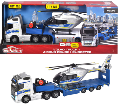 Ciężarówka policyjna Simba Volvo FH-16 z naczepą i helikopterem Airbus Biała z niebieskim 213716000 (3467452068267)