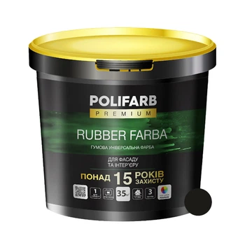 Краска резиновая Polifarb Rubber универсальная черная RAL 9004 3,5 кг