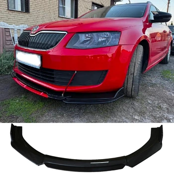 Пластикова губа на бампер Skoda Rapid молдинг бампера спідниця універсальна чорний.
