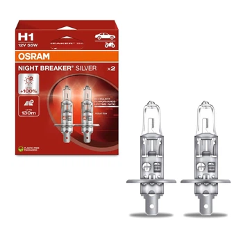 Комплект галогенових ламп OSRAM H1 64150NBS-2HB Night Breaker Silver +100% 55W 12V P14.5S (2 шт)
