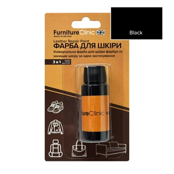 Краска для кожи и винила 3в1 автосалон, мебель, руль, кожгалантерея Furniture Clinic Leather Repair Paint 30 мл Black Черный