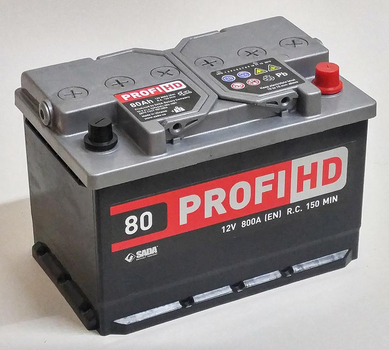 Автомобільний акумулятор SADA PROFI HD 6СТ-80 (-/+) Євро сада профі 12В 80Ач 800А