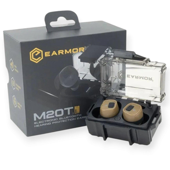 Защитные активные наушники (беруши) Earmor M20T Pro с Bluetooth - NRR30 под военную каску шлем койот
