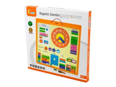 Магнітний календар з годинником, Viga Toys, 50377