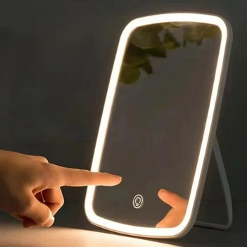 Зеркало для макияжа с LED-подсветкой и сенсорным управлением – 3 режима освещения, регулировка наклона