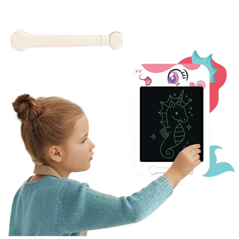 Магнитная доска-планшет для рисования и письма LEAN Toys Белый единорог LCD Стилус (5905991057277)