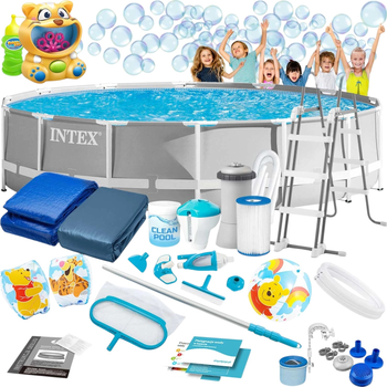 Basen stelażowy Intex 427 x 107 cm 21 w 1 z maszynką do baniek 26720 (5903890615031)