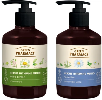 Набір рідкого інтимного мила Green Pharmacy Ромашка 370 мл + Чайне дерево 370 мл (51000363)