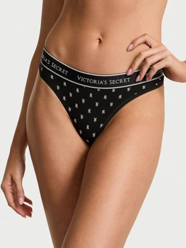 Трусики танга женские хлопковые Victoria's Secret 27027468 L Черные (329425482320)