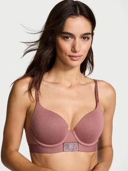 Бюстгальтер с Push up с косточками хлопковый Victoria's Secret 26975086 70A Коричневый (322567289126)
