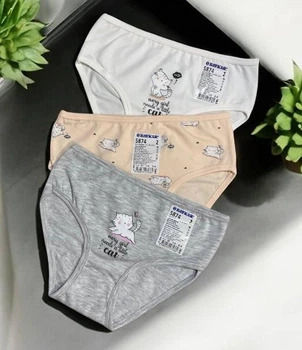 Комплект 3шт трусы слип для девочки хлопок Baykar р 3 122-128 см 5-6 лет арт 5874 Cat