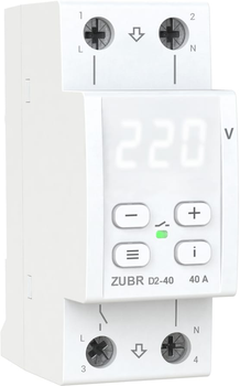 Реле напруги ZUBR D2-40 з максимумом функцій (40 А, 8 800 ВА) (4820120221682)