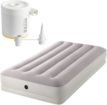 Надувний матрац Intex 191 x 99 x 30 см з електричним насосом 64177 (6941057425955)