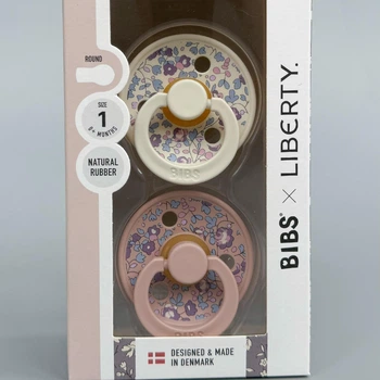 Пустушка BIBS розмір 1 (0-6 міс) x Liberty Colour Latex Round (кругла) – Eloise Blush / Ivory Mix (2 в упаковці)