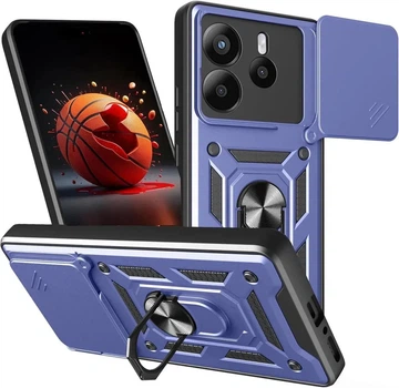 Чехол Hide Shield для Xiaomi Redmi Note 14 4G EU Version бампер противоударный с подставкой кольцом Blue