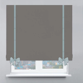 Римські штори DECOLIV Велюр з ланцюжковим карнизом з кантами та бантами світло-сірий 90*170 см