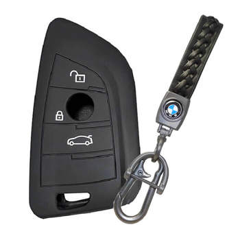 Чохол для ключа BMW (БМВ) з брелком Kuvi чорного кольору N38 150967