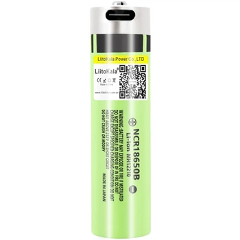 Акумулятор LiitoKala USB-34B 18650 3400mAh 3.7 Li-ion Type-C порт Green (Lii-USB-34B)