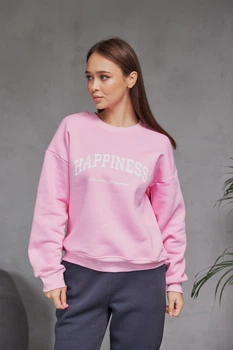Світшот жіночий UMON начос з надписом Happiness M рожевий (М132.4/1)