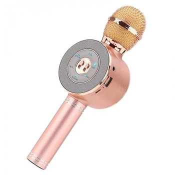 Караоке микрофон Wster WS-669 беспроводной микрофон со встроенным динамиком (USB, microSD, AUX, Bluetooth) Розовый