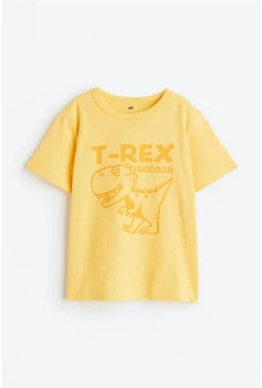 Детская желтая футболка динозавр для мальчика H&M 122-128 см (6-8Y)