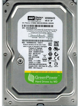 Жорсткий диск Western Digital AV-GP 500GB (WD5000AVCS) 3.5" REF