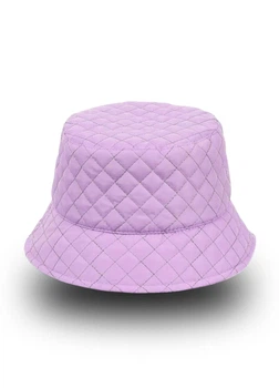 Зимняя стеганая панама на флисе (Крупный стежок) (One-size) Сиреневый