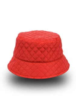 Зимняя стеганая панама на флисе (Крупный стежок) (One-size) Красный
