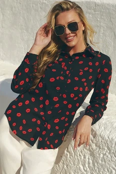 Рубашка из креп шифона L-XL. Черный