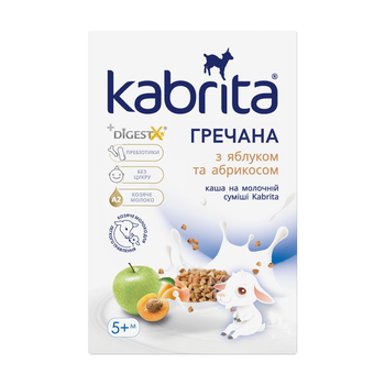 Каша Kabrita Гречана з яблуком та абрикосом на молочній суміші для дітей від 5 місяців, 180 г.