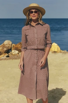 Летний комплект кофта с юбкой XXL-3XL. Коричневый