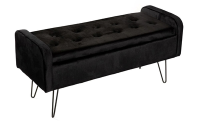 Банкетка Homla VENLO велюрова 100 x 39 x 45 см чорна (5904183820811)