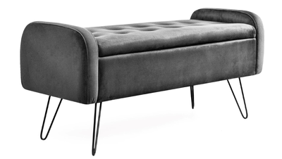 Банкетка Homla VENLO велюрова 100 x 39 x 45 см сіра (5902869944585)
