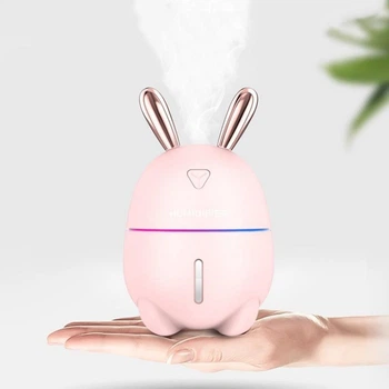 Увлажнитель воздуха детский Humidifier Rabbit LED 2в1 и ароматизатор c подсветкой, Зайчик Розовый