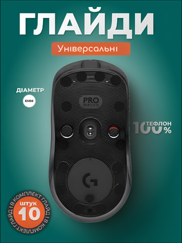 Точки глайды ножки подушки коньки для компьютерной мышки Тефлоновые 10шт Черные