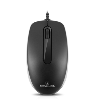 Мышь проводная компьютерная REAL-EL RM-215 1000dpi с прорезиненным колесом прокрутки Black (EL123200037)