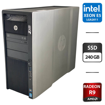 Рабочая станция HP Z820 Workstation Tower / 2x Intel Xeon E5-2658 v2 (10 (20) ядер по 2.4 - 3.0 GHz) / 64 GB DDR3 / 240 GB SSD / AMD Radeon R9 280, 3 GB GDDR5, 384-bit / DVD-ROM б/у