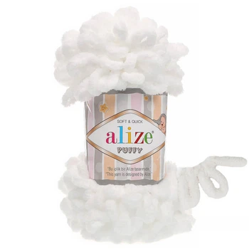 Пряжа Alize Puffy з петельками 55 білий