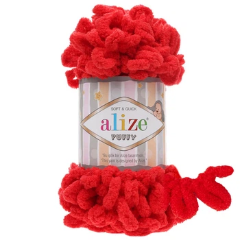 Пряжа Alize Puffy с петельками 56 красный