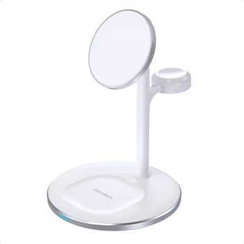 Бездротовий зарядний пристрій Choetech Magnetic 3 in 1 Magnetic Wireless Charging Stand White (T585-F)