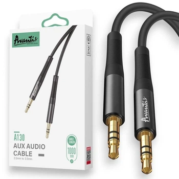 Аудио кабель Avantis A130 AUX 3.5 мм 3.5 мм jack jack 1м черный для авто колонок наушников
