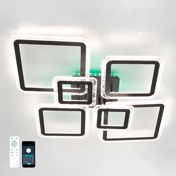 Смарт люстра OVAL ICE RGB 120W 7S черная BLACK/CLEAR Esllse с пультом и SMART приложением APP 960x750x110мм